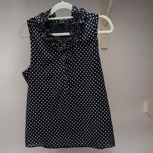 J. Crew Black and White Polka Dot Ruffle Blouse
